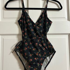Floral Black Wrap Bodysuit